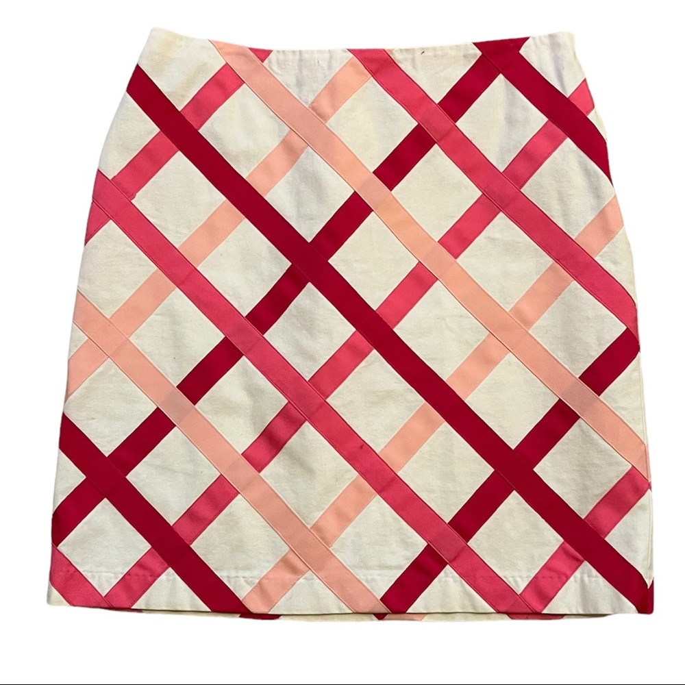 Neiman Marcus "Exclusive" White Skirt with Pink Grosgrain Trim 10
